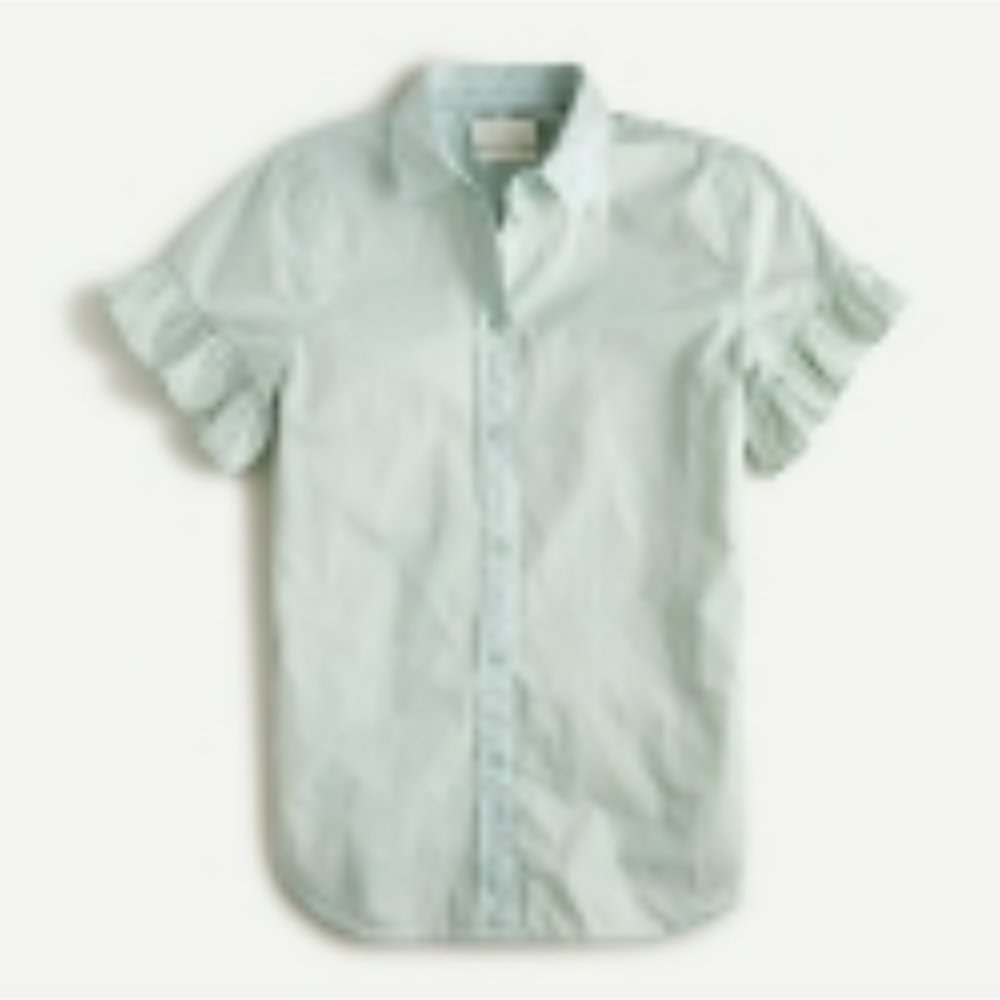 J. Crew Classic-fit lightweight cotton poplin ruffle-sleeve shirt